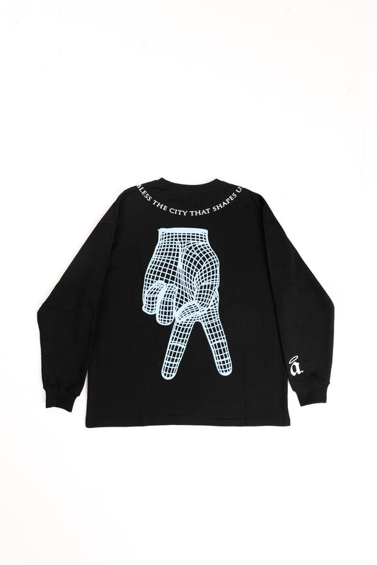 "Bless® Genuine City" Long Sleeve Crewneck - Black